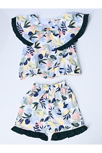 Bella Moda By Styli Printed Ruffled Detail Sleeveless Top and Shorts Set