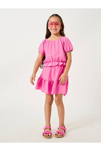 Styli Puff Sleeve Ruffled Hem Top with Skirt Set