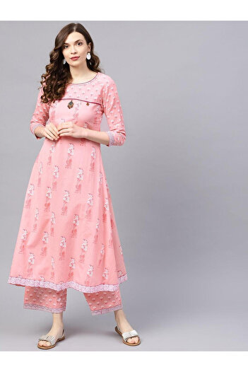 Ishin By Styli Floral Print Anarkali Kurta and Palazzo Set