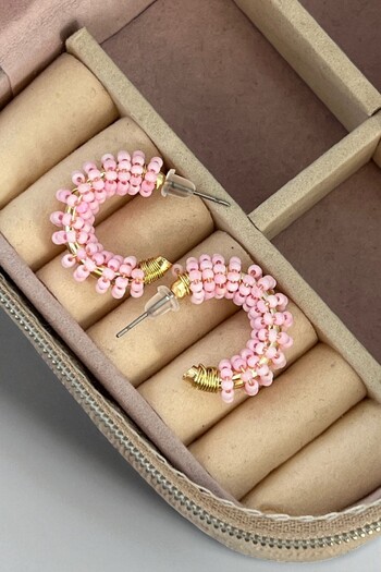 MUTENA Bead Detailed Design Hoop Earrings