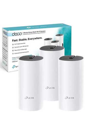 TP-LINK نظام Deco E4 ثنائي النطاق AC1200 لشبكة Wi-Fi المنزلية الكاملة مع منفذ Gigabit، وتغطية 4000 قدم مربع