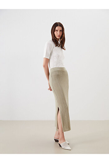 LC Waikiki Openwork Knitwear Skirt with Elastic Waist
