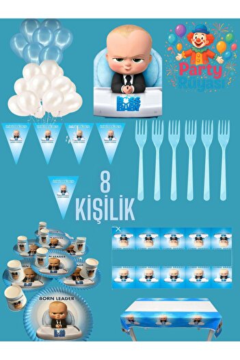 partyrüyası Σετ γενεθλίων με θέμα Patron Baby για 8 άτομα mod-1