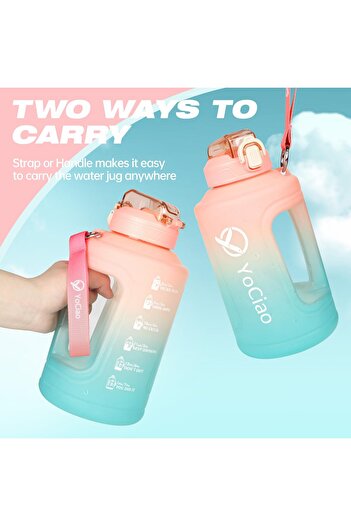 COOYA 50oz/1.5 Liter Sports Water Bottle with Straw and Handle and Wild Mouth.