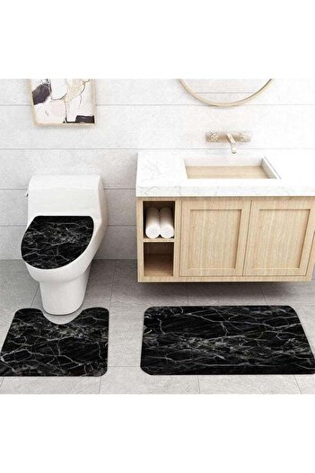 COOYA 3Pcs Bathroom Antiskid Pad, Super Soft and Fluffy Microfiber Absorbent Solid Bathroom Rug