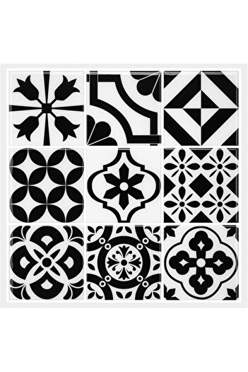 Morcart tapet, 6 bucăți, vinil, alb/negru, 30,5 x 30,5 cm