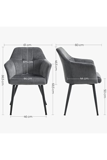 OEM SONGMICS Velvet Upholstered Living Room Chair with Armrests, Load 110 kg, 61x60x87 cm, Gray
