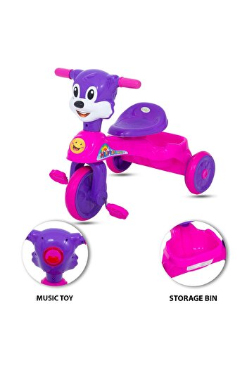 rexa Baby Tricycle with Adjustable Push Handle – Kids Ride-On Trike for Outdoor Use