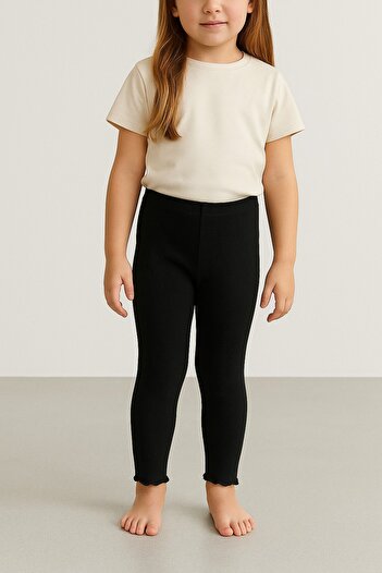 Kyex Pure Dots Girls' Summer Black Leggings