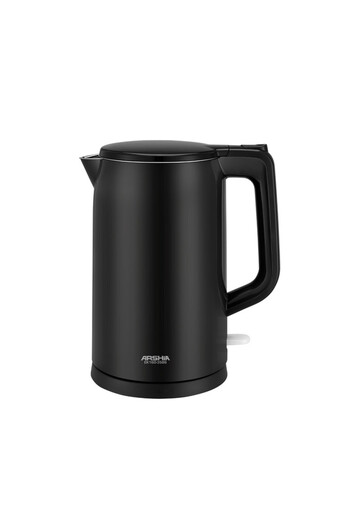 Arshia 1.7L Black Electric Kettle, Fast Boil 1800W, Double Wall Design, Auto ShutOff, 360° Base