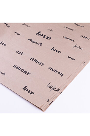 Bimotif Package Paper, Love Pattern, Kraft-Black, 50X70 cm 15 Pcs