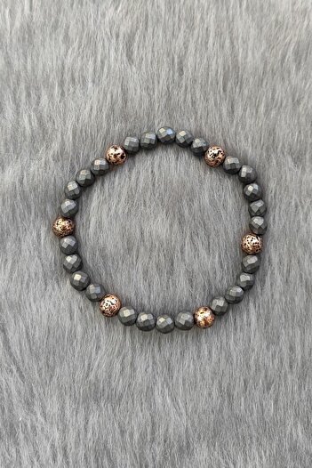 Chavin Elastic Natural Hematite Stone Men's Bracelet Ey31