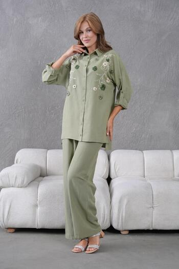 BURRASCA Embroidered Stone Linen Suit