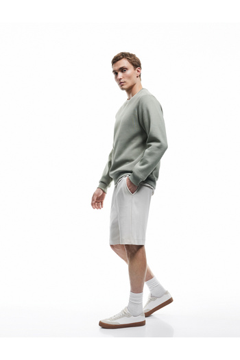 Koton Cotton Waist Lace-Up Bermuda Shorts with Stitching Detail Pockets