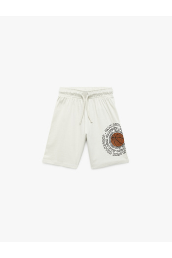 Koton Printed waist-tie cotton shorts