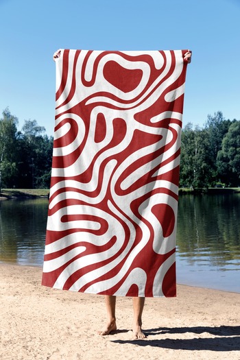 ASDİVA Wave Pattern Beach Towel - Red - 75X150 cm
