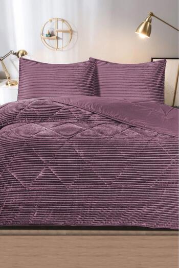 Çeyiz Diyarı Derya Double Plush Bedspread Plum