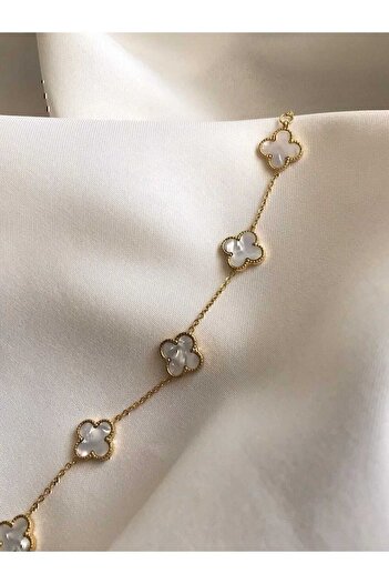 candlght Gold Color Chain White Necklace Bracelet Set