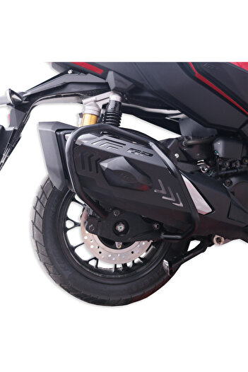 GP KOMPOZİT Honda ADV 350 2025 Uyumlu Kapaklı Egzoz Koruma Demiri Siyah