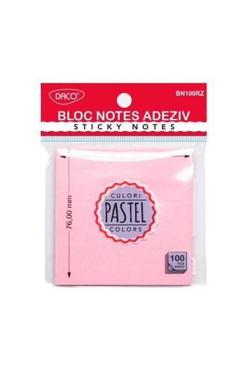daço Daco Pastel Pink Sticky Notes Pad, 76x76 mm, 100 Files