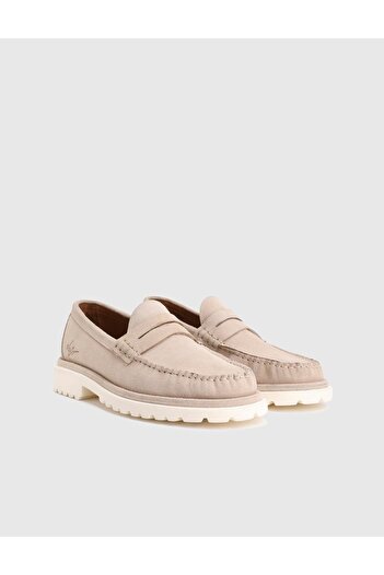 İLVİ Crowle Suede Leather Beige Men's Loafer Shoes