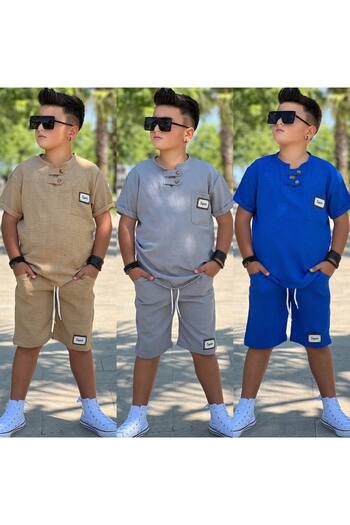 noliva bebek ve çocuk The Coolest Team of Summer! Boy's Linen Shorts Suit