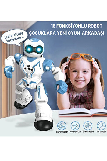 giffy Oyuncak 16 Fonksiyonlu Şarjlı Uzaktan Kumandalı Akıllı Robot Sesli Işıklı Programlama Dans Moonwalk