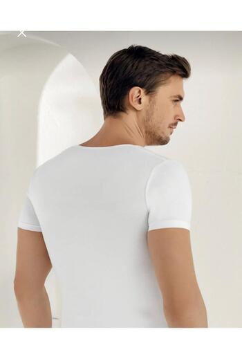 Şahinler *****Shahinler'6 Pack Men's White Lycra Deep Crew Neck Undershirt Undershirt