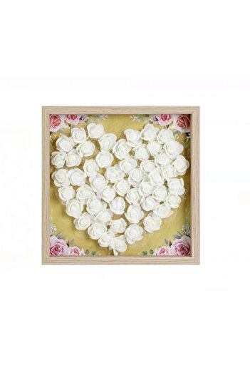OEM Cutie decorativă din lemn cu trandafiri albi 30x3,5x30cm