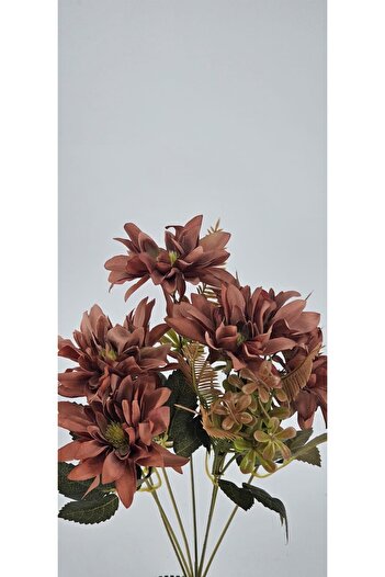 YASİMA 5 DALI KAHVERENGİ ÇAN ÇİÇEĞİ ARANJMANLI 34CM BUKET VAZO DEKOR ÇİÇEĞİ