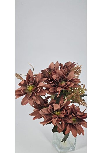 YASİMA 5 DALI KAHVERENGİ ÇAN ÇİÇEĞİ ARANJMANLI 34CM BUKET VAZO DEKOR ÇİÇEĞİ