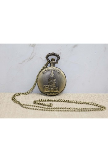 Wolawood Nostalgic Galata Tower Chain Pocket Watch Ottoman Style Vintage Metal Antique Watch with Chain Special Series