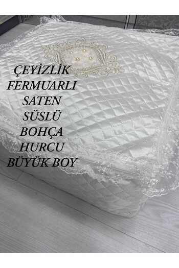 HMZ Textile Dowery Bohch Satin Zippered Bohch. Satin Bag Bohca Large Size