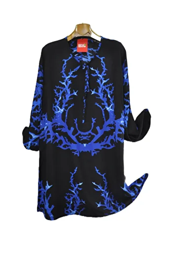 elma abone Large Size Viscose Lace-Up Tunic