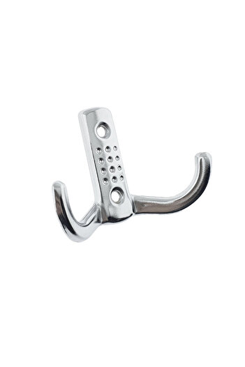 OEM Cuier metal mobila sau perete, cu 2 agatatori de 2 cm, 2 orificii, 85 x 57 x 30 mm, crom lucios