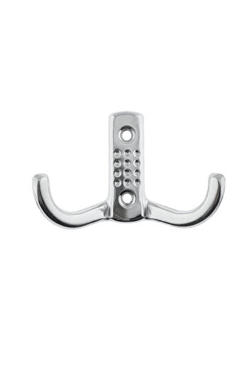 OEM Cuier metal mobila sau perete, cu 2 agatatori de 2 cm, 2 orificii, 85 x 57 x 30 mm, crom lucios