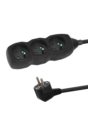 ESPERANZA Prelungitor cu 3 prize si cablu cu lungime de 1.5m, 250V, 16A, sarcina maxima 3680W, ES-96152, negru