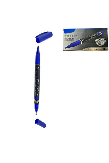 OEM Set 12 markere permanente albastre cu 2 varfuri de 0.5mm si 1mm, pentru suprafete diverse