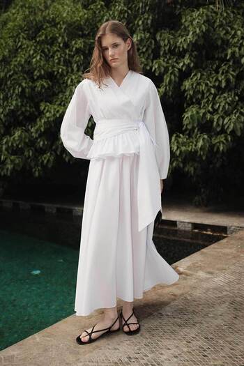 Hooopstore Princess Cotton White Skirt Suit