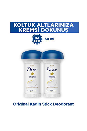 Dove Original Kadın Stick Deodorant 1/4 Nemlendirici Krem Yeni 50 ml x2