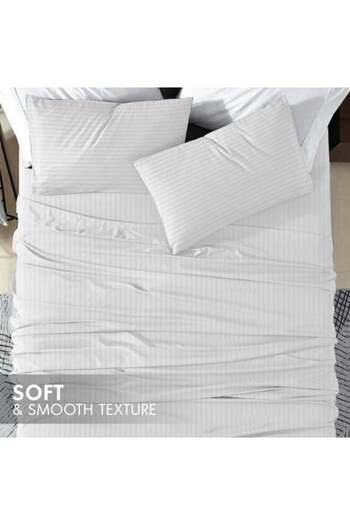 Comfy 3Pcs King Size Flat 300tc Cotton Bedsheet set - White