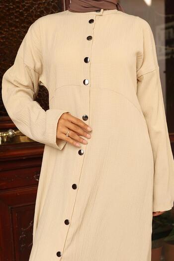 MİSSKAYLE Collar Detailed Long Suit Beige