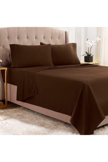 Comfy 3Pcs King Size Flat Cotton Bedsheet set - Brown