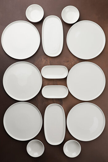 Manaferra Luvia 6-Person 14-Piece Plain Porcelain Breakfast Set & Breakfast Set White