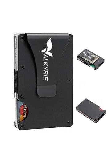 valkyrie Rfid Protected Aluminum Metal 20 Cards Capacity Slim Lightweight Secure Card Holder Black