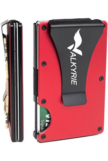 valkyrie Rfid Protected Aluminum Metal 20 Card Capacity Slim Lightweight Secure Card Holder Red