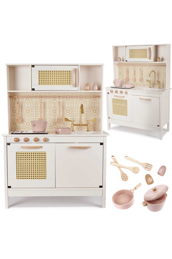 Micostore Children's kitchen, wooden, Retro, 100 cm high, Light and Sound Effects, Superior Quality