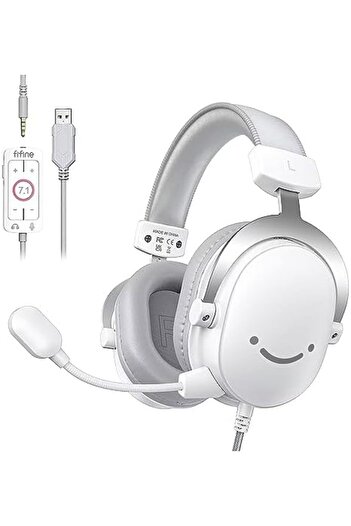 Fifine USB PC Gaming Headset with 3.5mm Audio Jack, Detachable Microphone, 7.1 Surround Sound, Volum