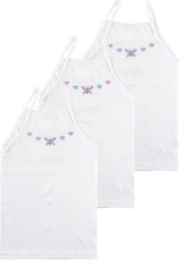 BUTİK1AVM Tutku Girl's Undershirt 3 Pieces Ribbed Rope Strap Flexible 100% Cotton