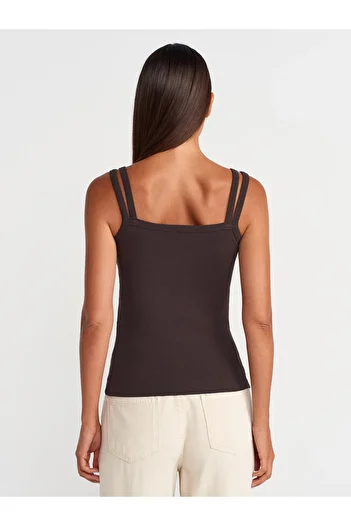 Dilvin 21105 Double Strap Undershirt-Dark Brown